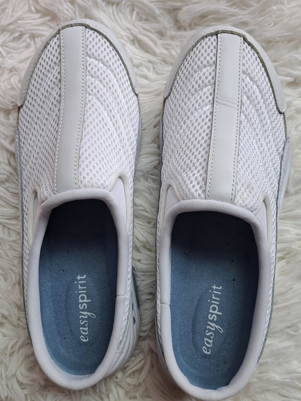 Easy Spirit Women's White Slip-On Mesh Walking Shoes